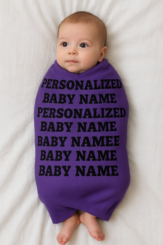 Personalized Baby Name Printed Swaddle Blanket  for Hospital Photos, Baby Shower Gift, and Name Reveal
