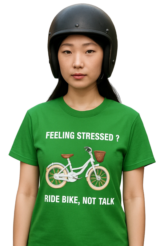 "Ride the Stress Away – Ride Bike , Not Talk / Premium Motor-Cycle T-Shirt for Stress-Free Rebels" | Throttle Therapy Tee for Riders /  Eco-Friendly Unisex Jersey Short Sleeve T-Shirt